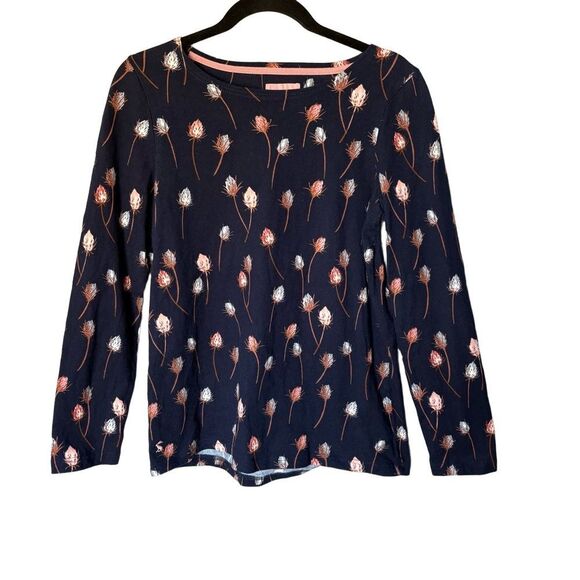 Joules Tops - Joules Jersey Top Size 10 Navy Harbour Print Floral Boat Neck Coastal Preppy